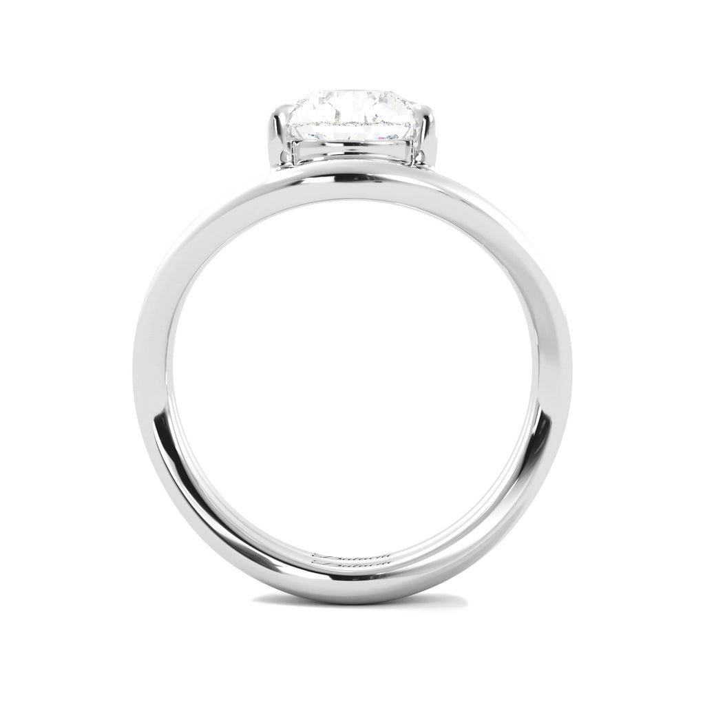 Pear Diamond Modern Curved Solitaire Engagement Ring Set