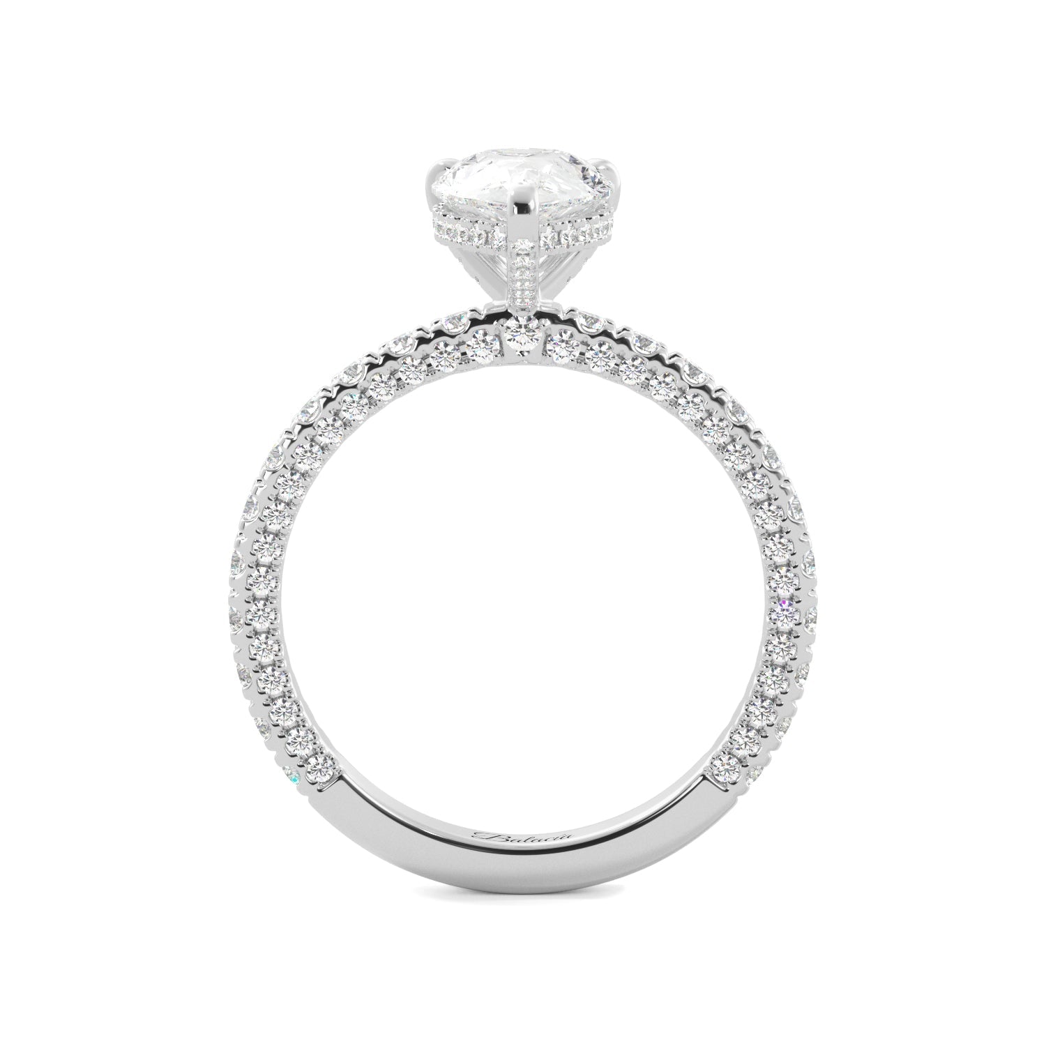 Pear Diamond Pave Set Hidden Halo Eternity Engagement Ring - Balacia