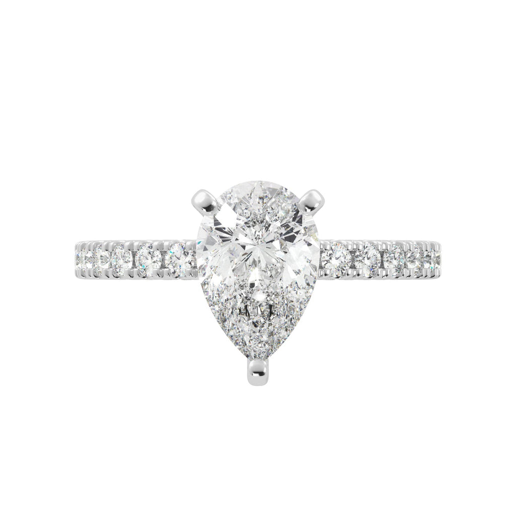 Pear Diamond Pave Set Hidden Halo Eternity Engagement Ring - Balacia