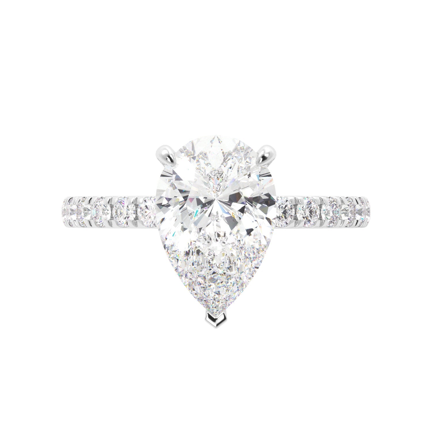 Pear Diamond Hidden Halo Half Eternity Engagement Ring - Balacia