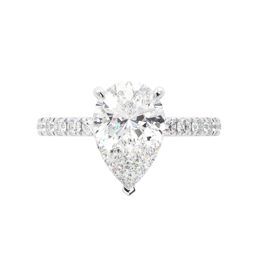Pear Diamond Hidden Halo Half Eternity Engagement Ring - Balacia