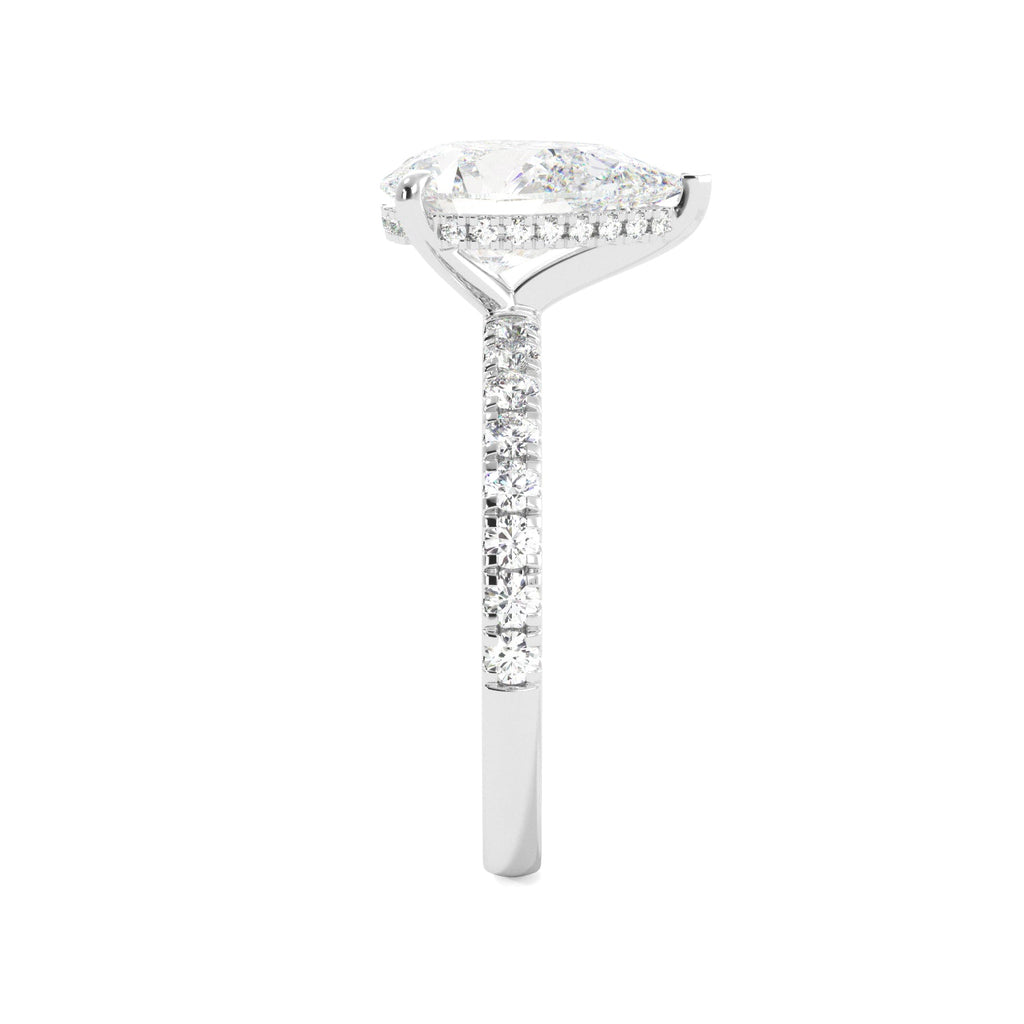 Pear Diamond Hidden Halo Engagement Ring side view
