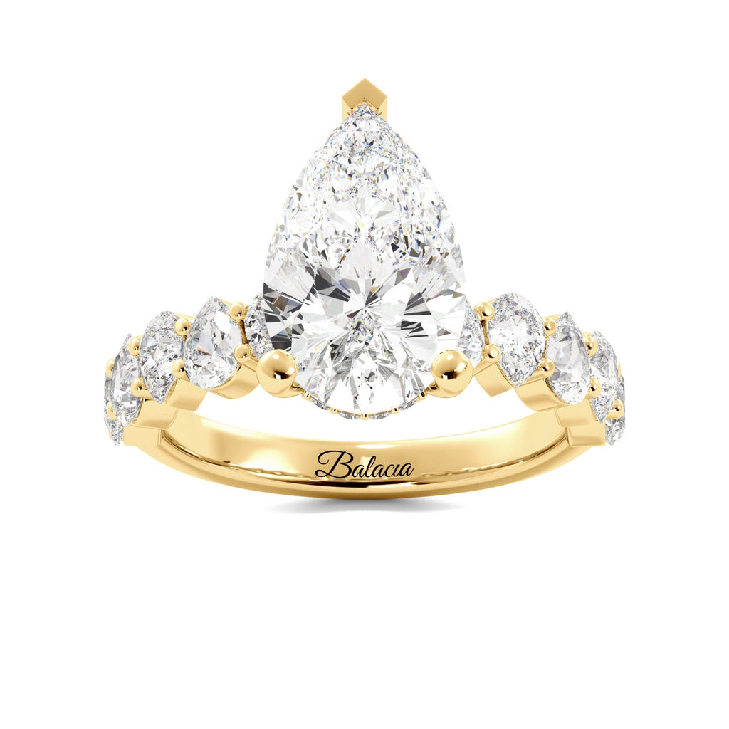 Pear Engagement Ring Wedding Bands 3 Ring Set - Balacia