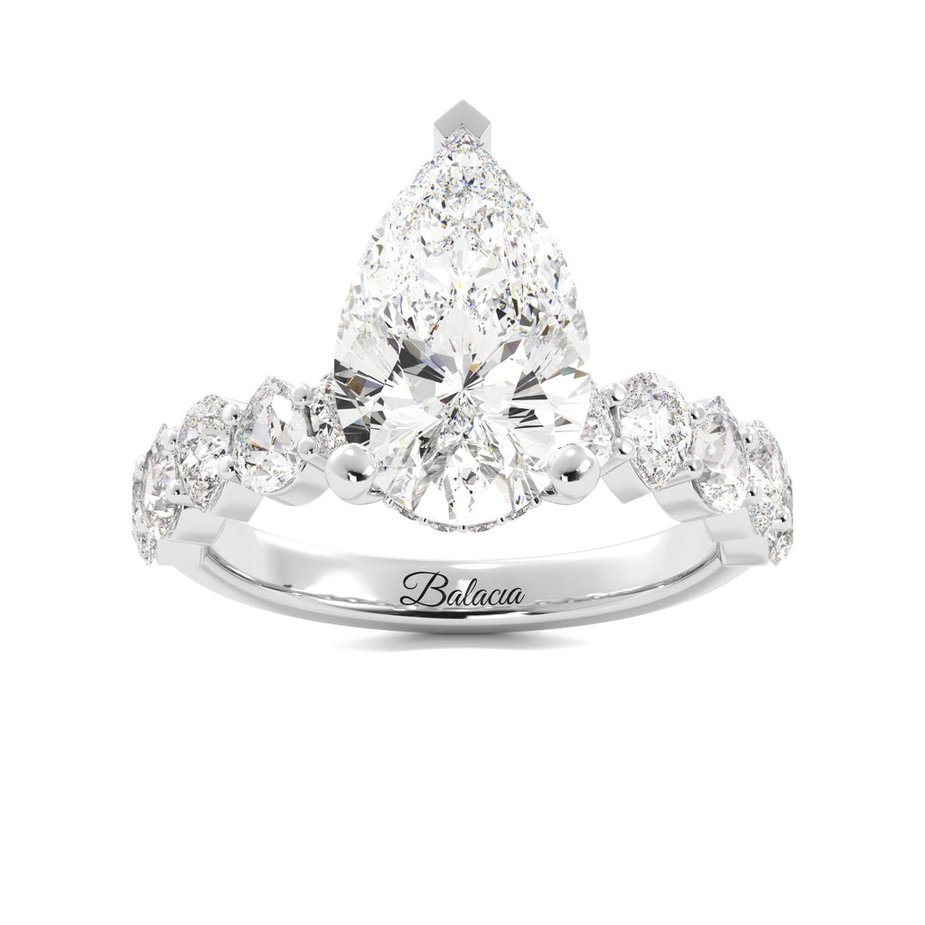 Pear Engagement Ring Wedding Bands 3 Ring Set - Balacia