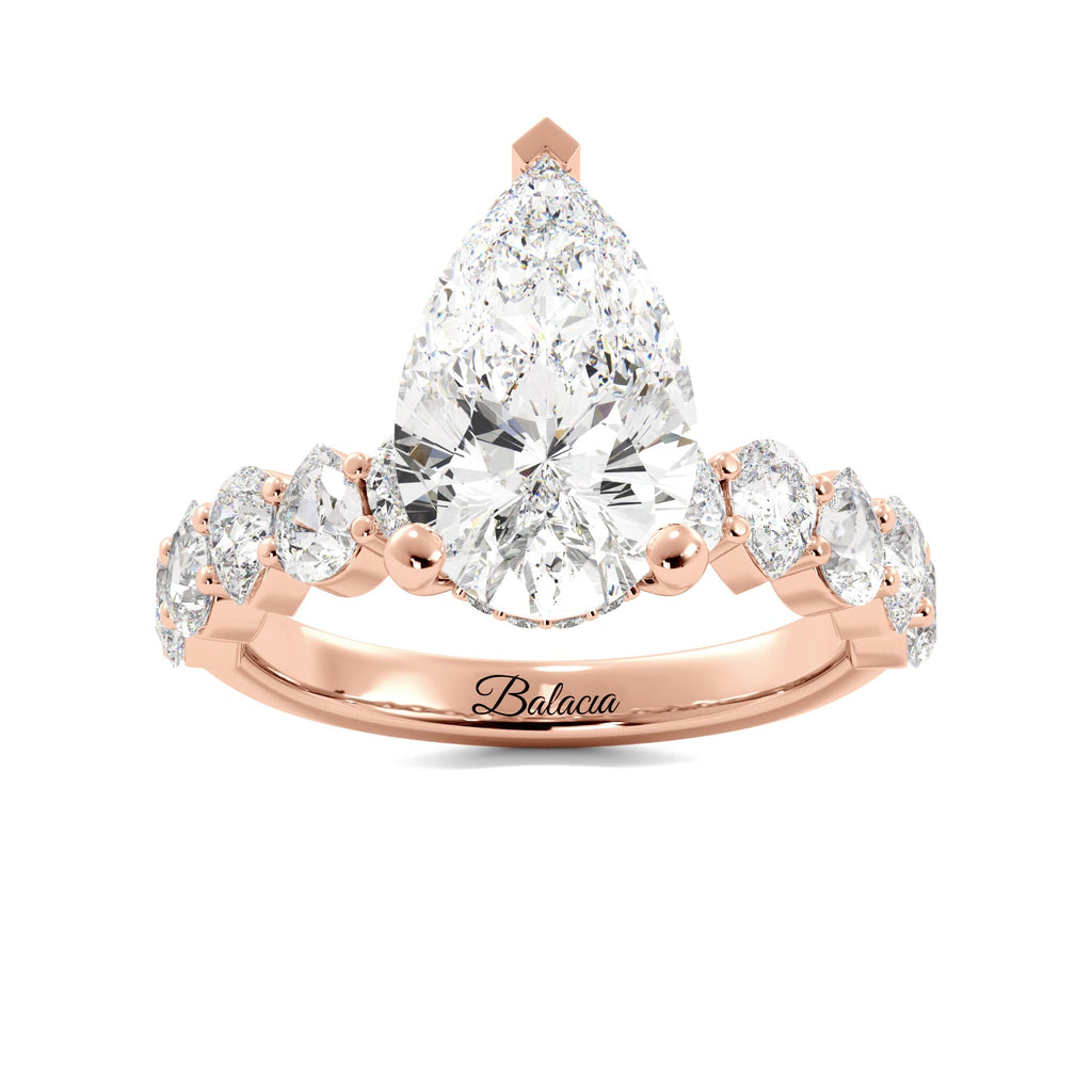 Pear Engagement Ring Wedding Bands 3 Ring Set - Balacia