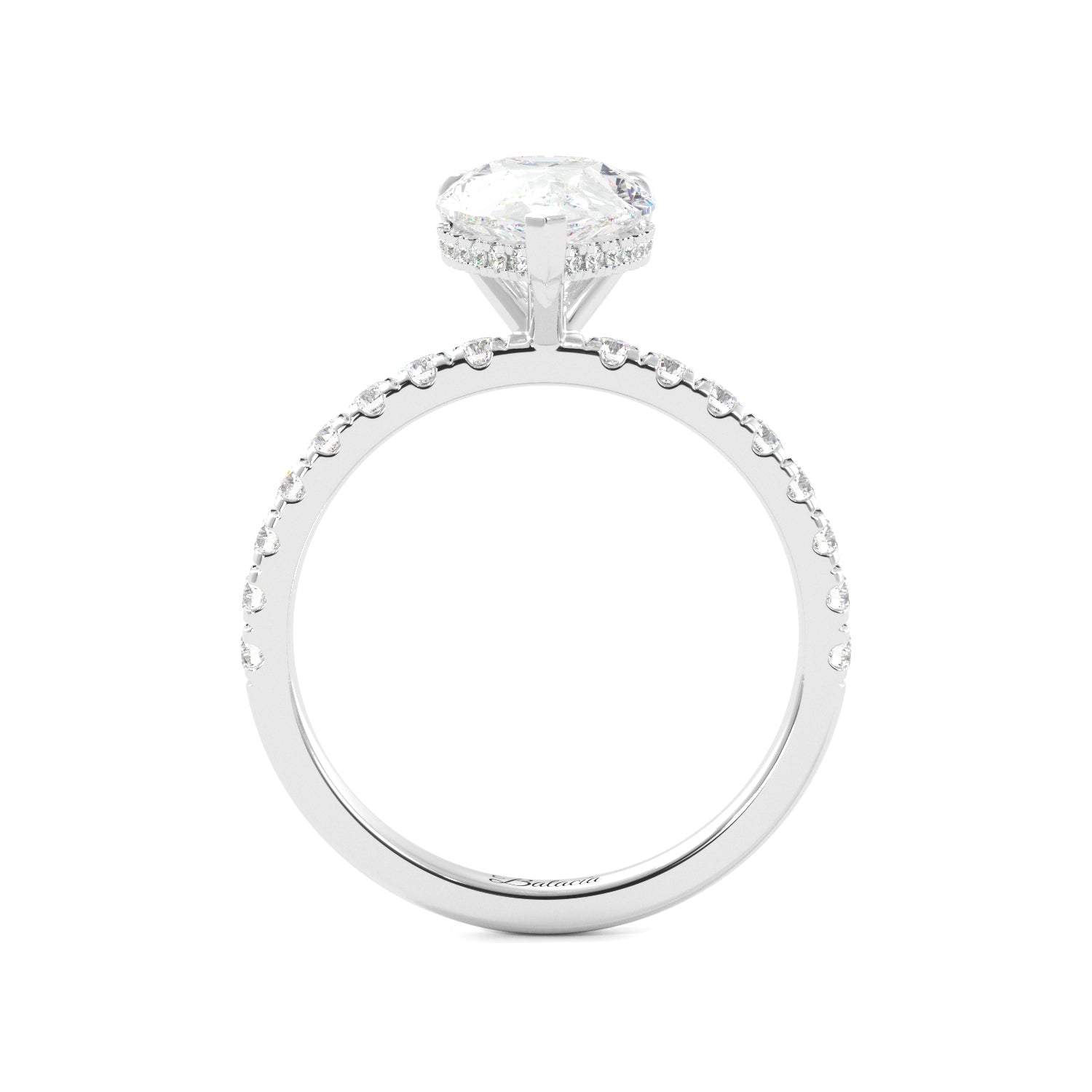 Pear Hidden Halo Half Eternity Engagement Ring - Balacia