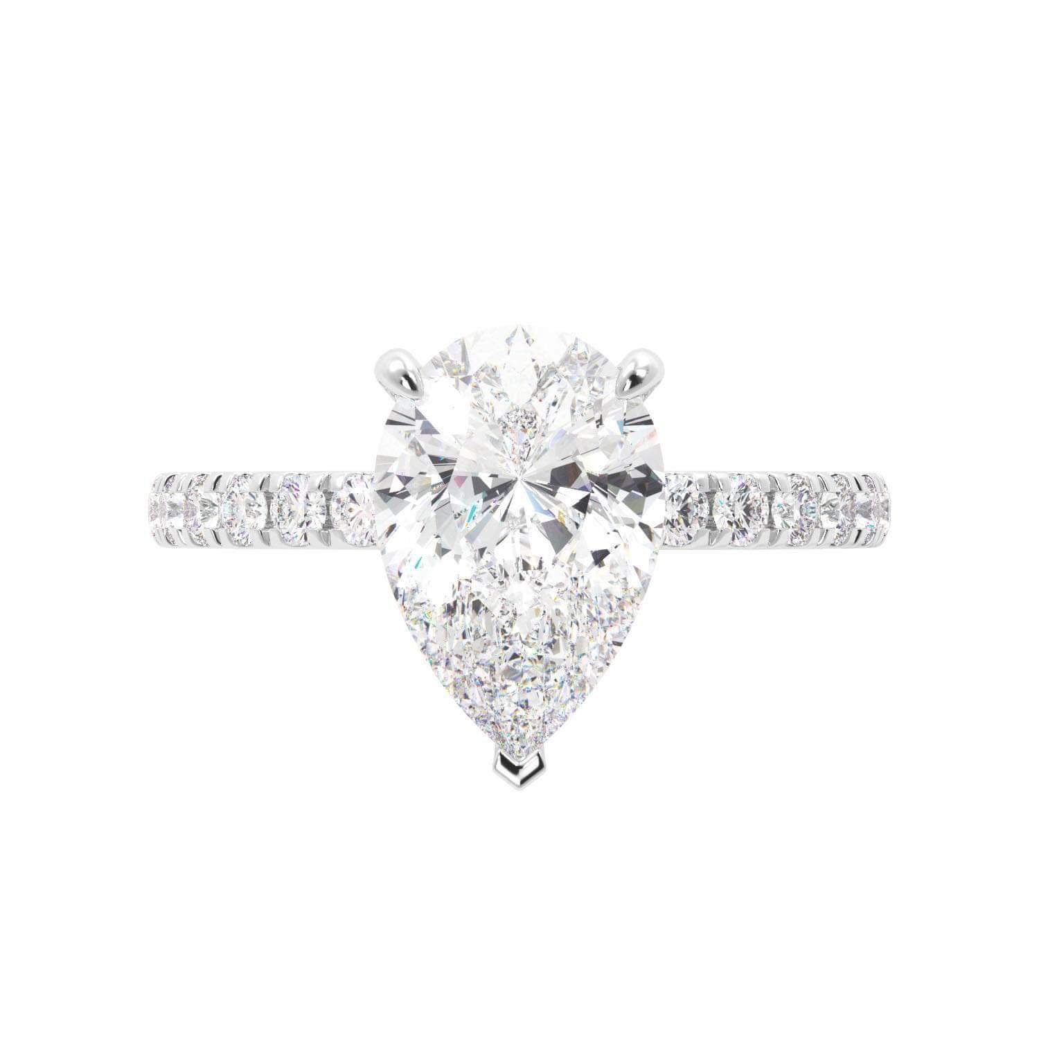 Pear Moissanite Pave Setting Hidden Halo Engagement Ring - Balacia