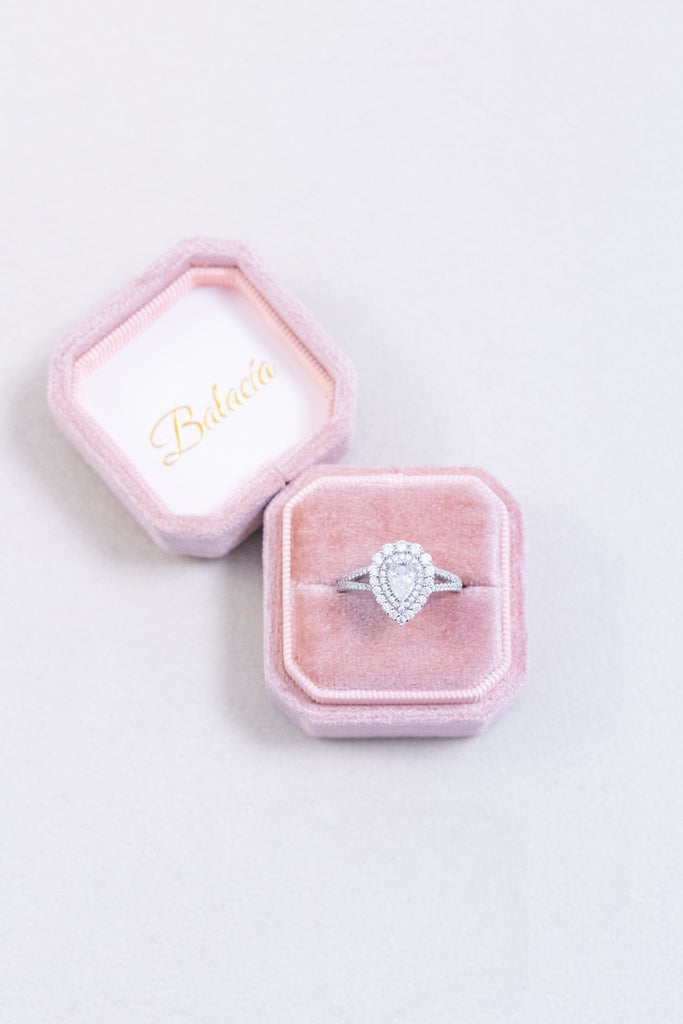 Pear Natural Diamond Halo Engagement Ring 