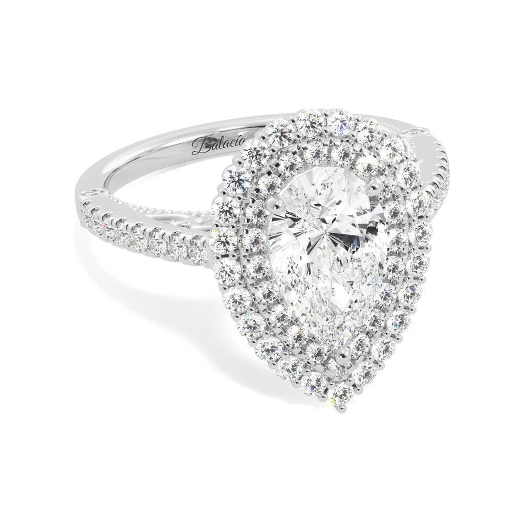 Pear Shaped Diamond Double Halo Engagement Ring - Balacia