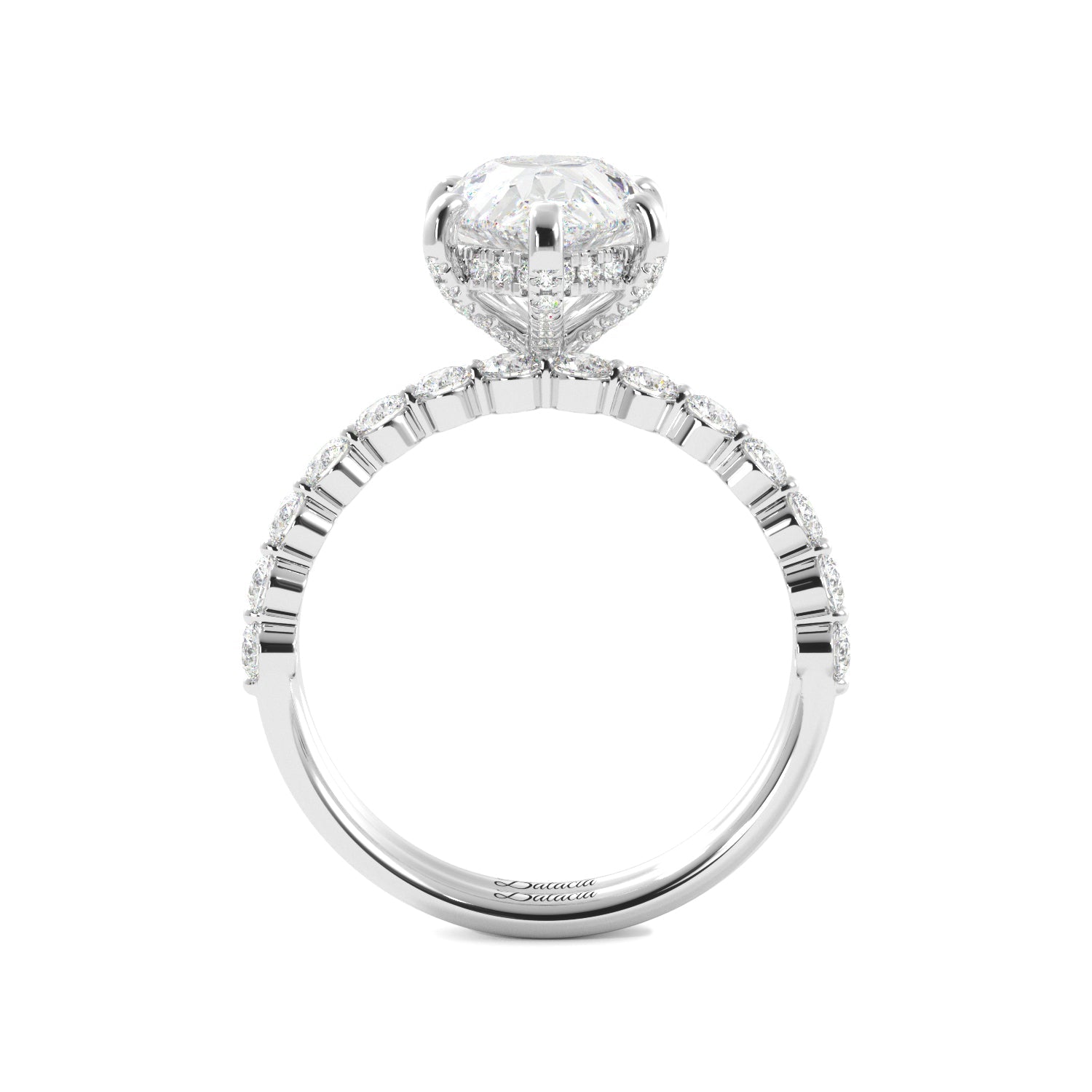 Pear Solitaire with Hidden Halo Engagement Ring Set - Balacia