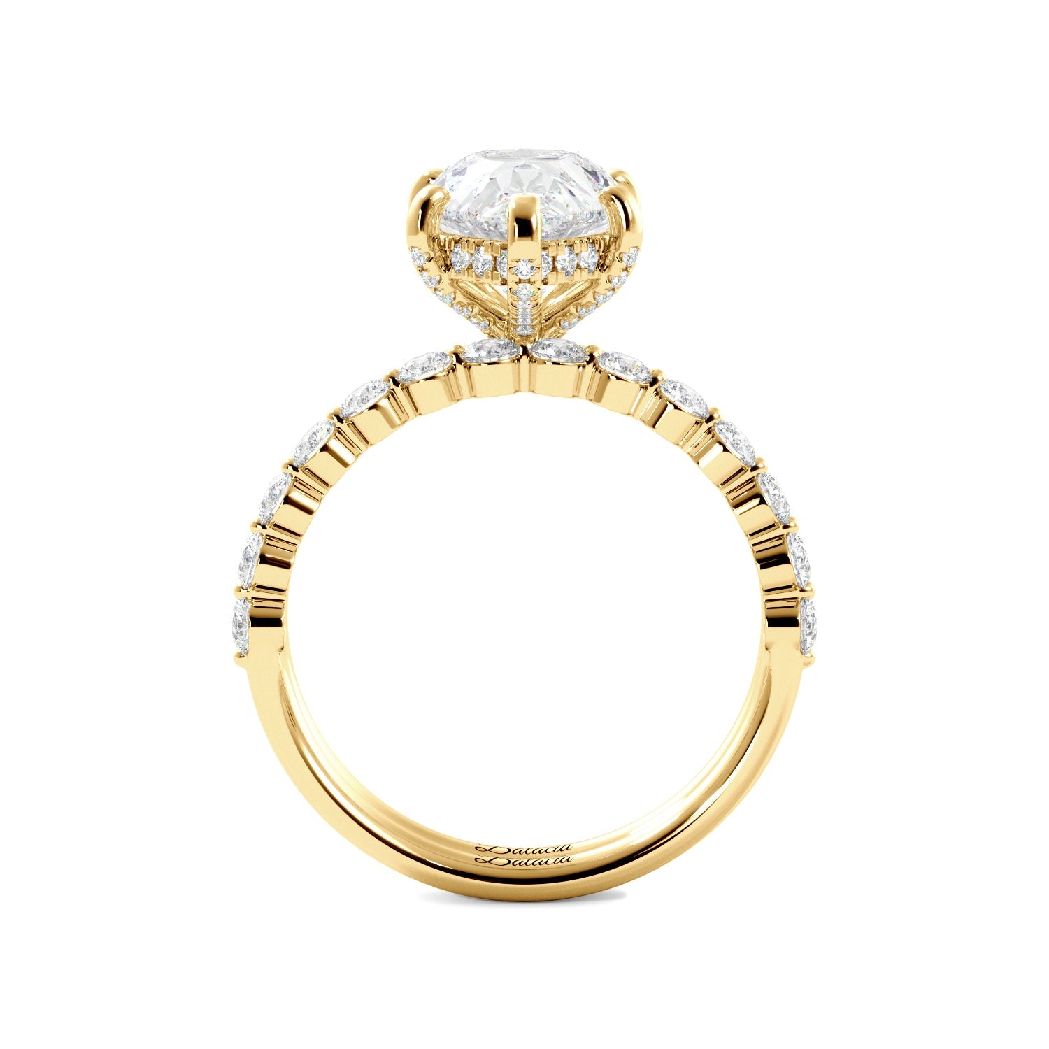 Pear Solitaire with Hidden Halo Engagement Ring Set - Balacia