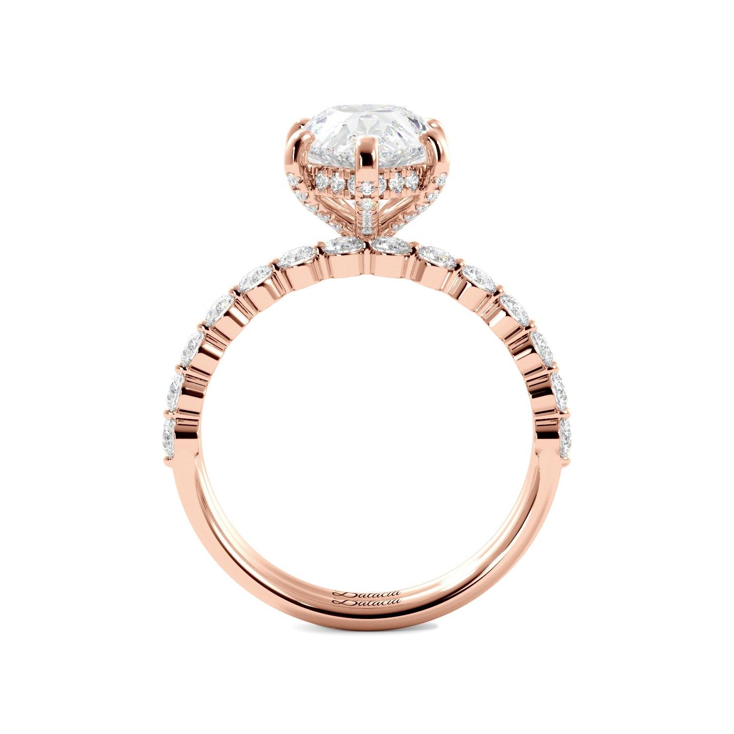 Pear Solitaire with Hidden Halo Engagement Ring Set - Balacia