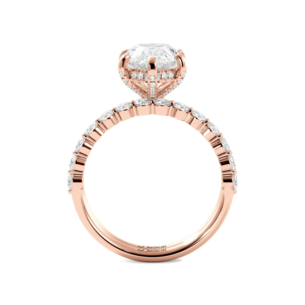 Pear Solitaire with Hidden Halo Engagement Ring Set - Balacia