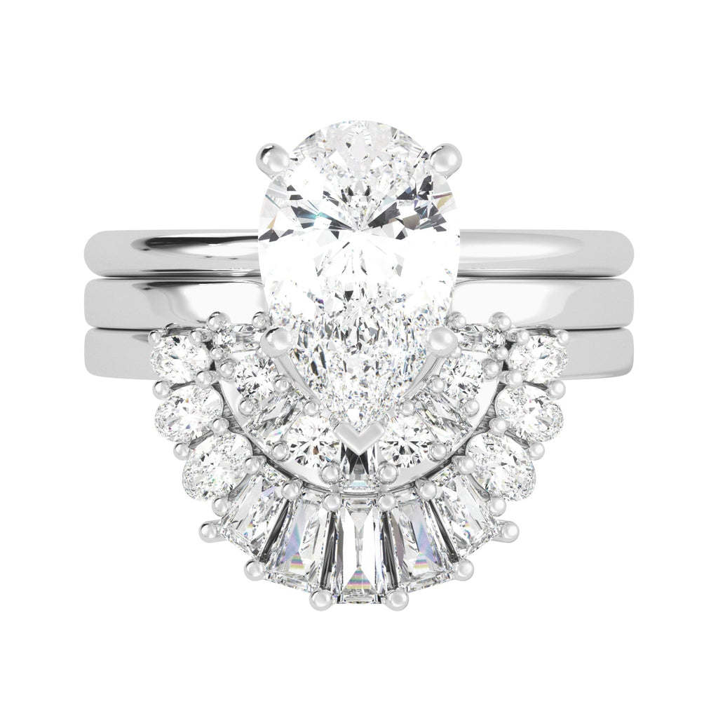 Unique Cluster Diamond pear Engagement Ring