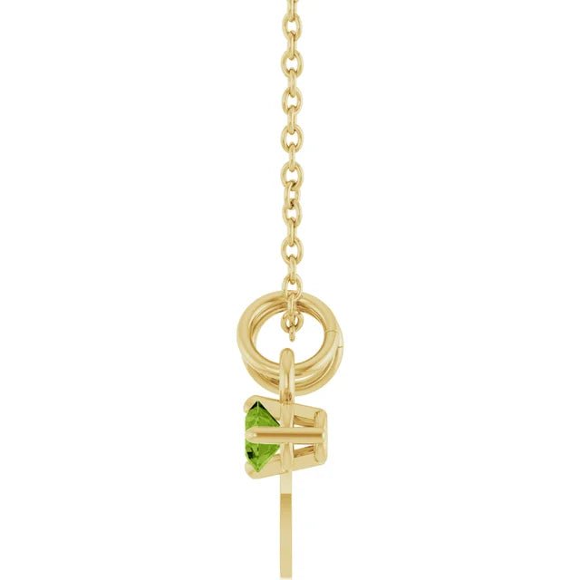 August Peridot Engravable Birthstone Necklace Side View