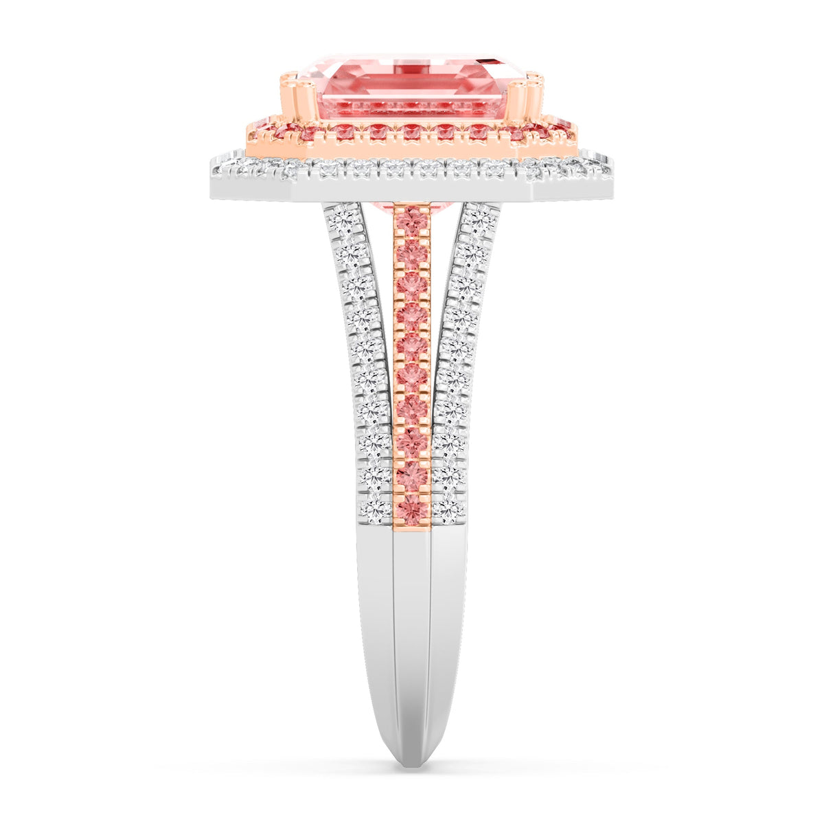 Pink Diamond Engagement Ring two toned unique ring