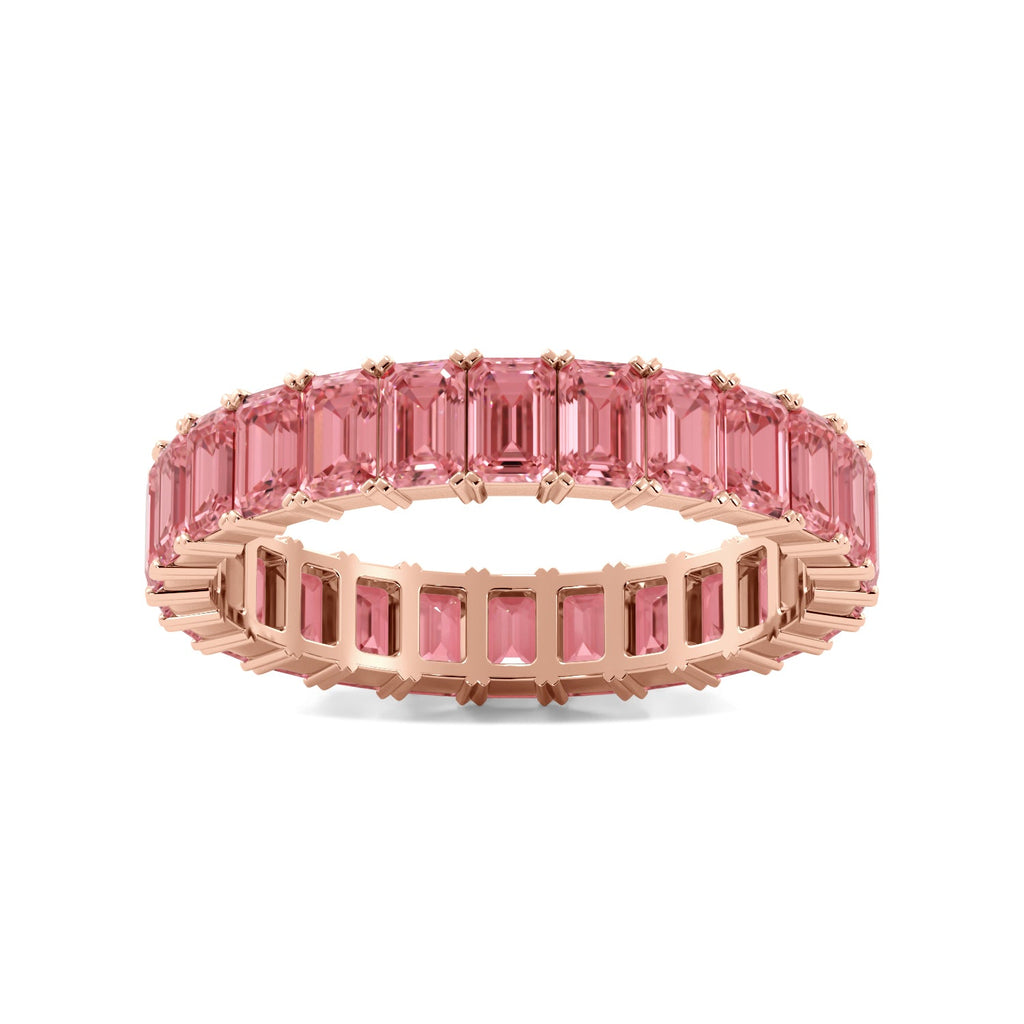 Rose Gold Pink Emerald Cut Diamond Eternity Band
