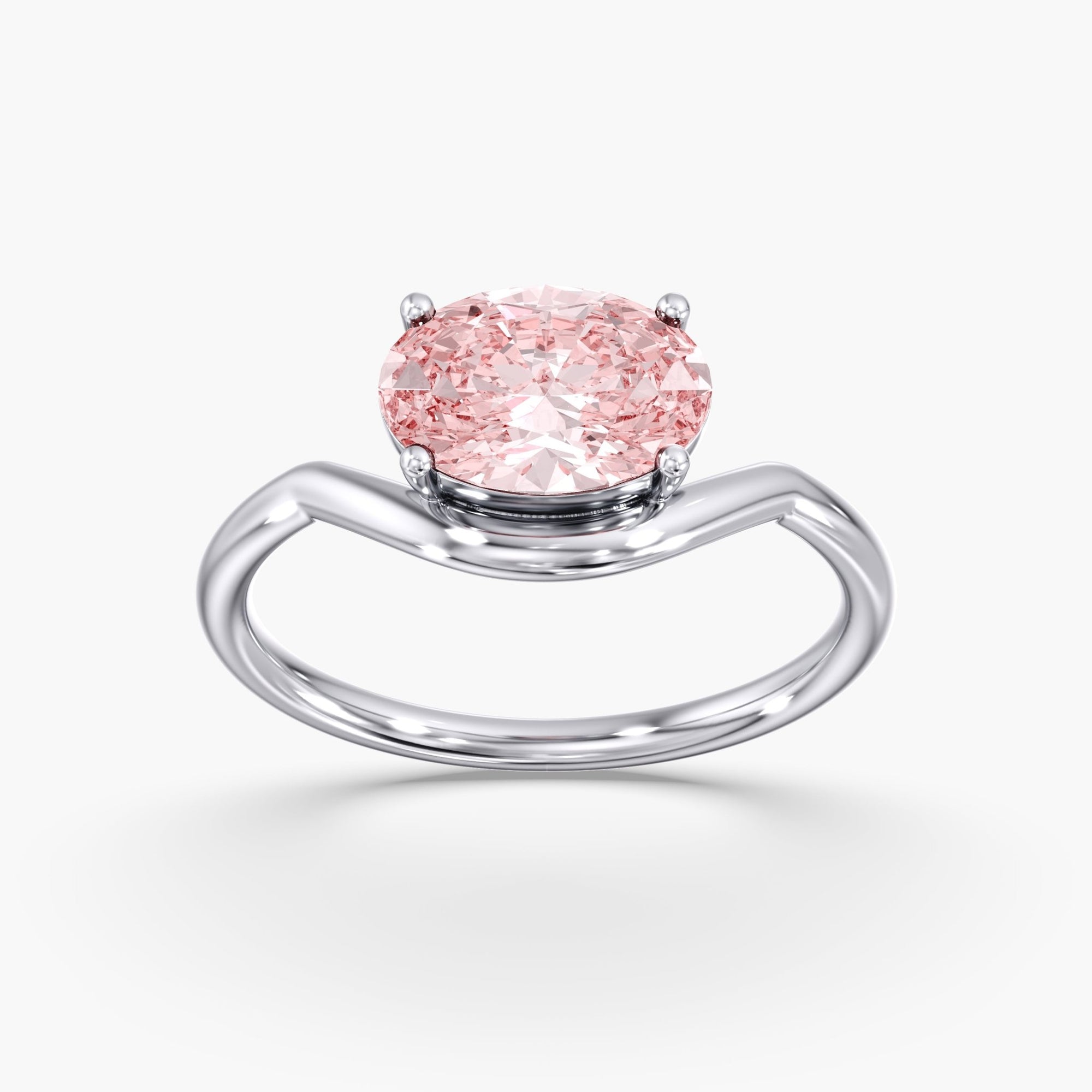 Pink Oval Diamond East West Ring