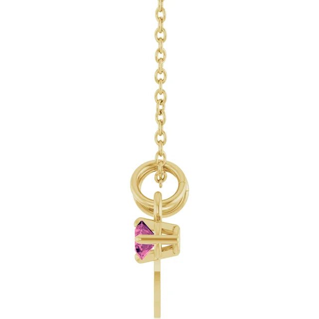 October Pink Tourmaline Engravable Birthstone Necklace Side View