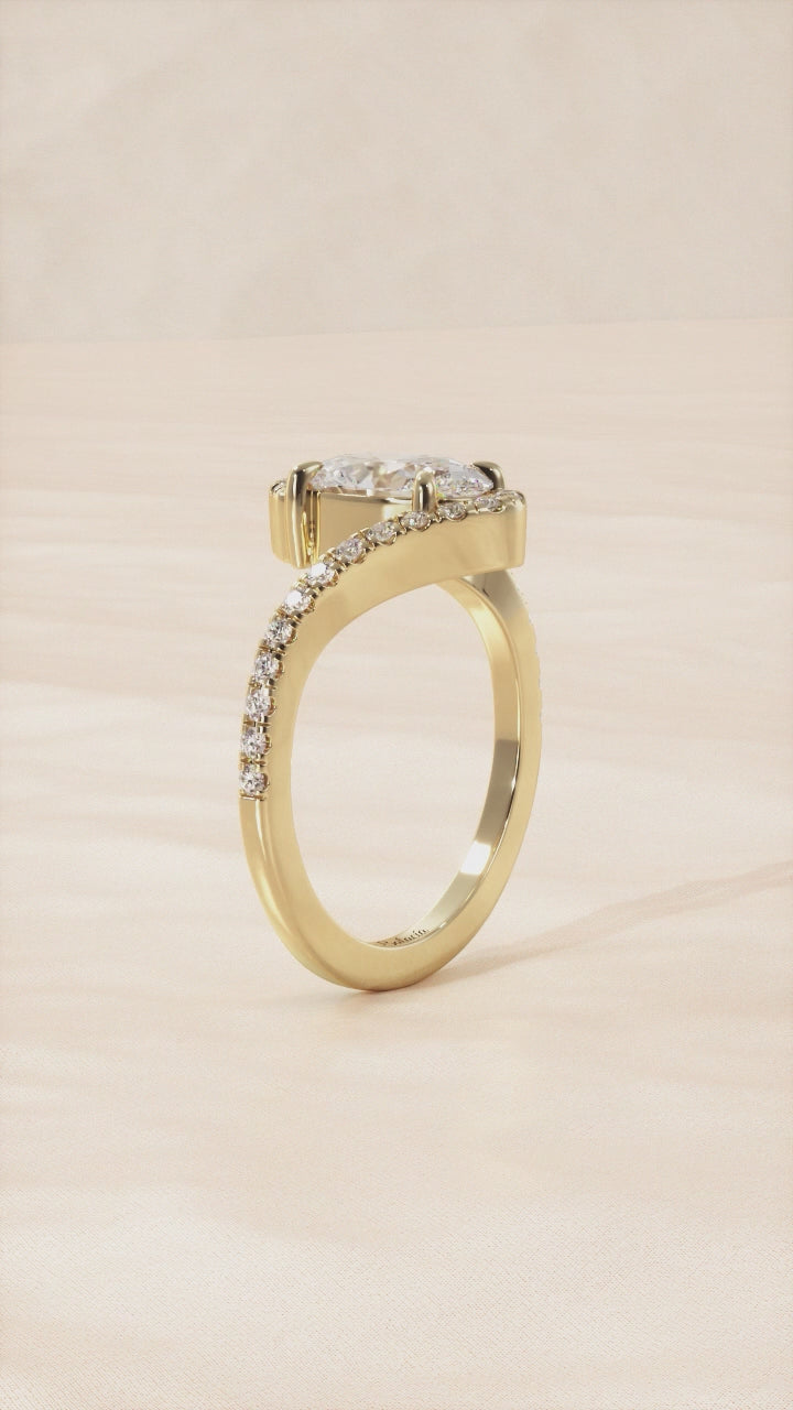 Gold Twisted Oval Elegant Engagement Ring