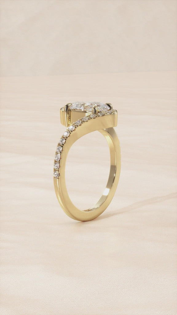Gold Twisted Oval Elegant Engagement Ring
