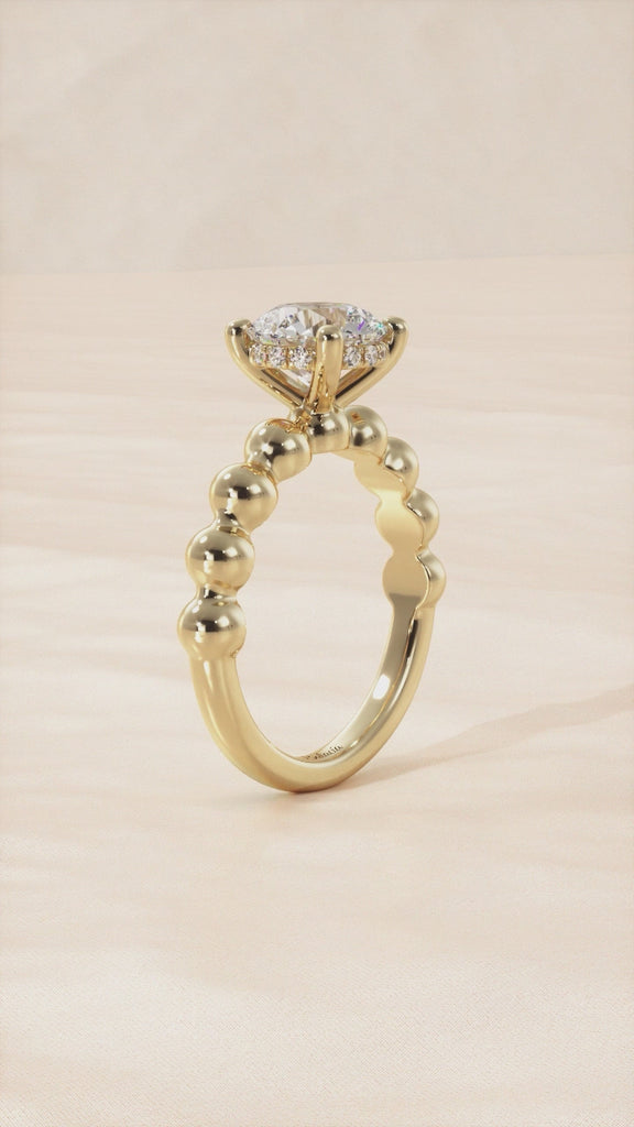 Gold Round Bubble Diamond Engagement Ring