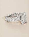 Radiant Cut Engagement Ring with Radiant Cut Side Diamonds Iced Out