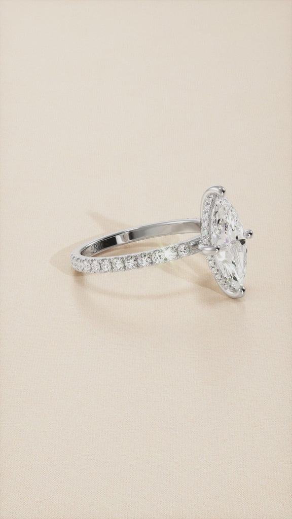 marquise lab diamond engagement ring compass prongs