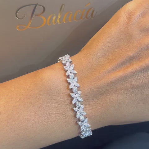 Marquise and Round Diamond Floral Bracelet