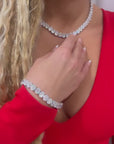 Bundle- Oval Tennis Necklace and Earrings and Bracelet Set