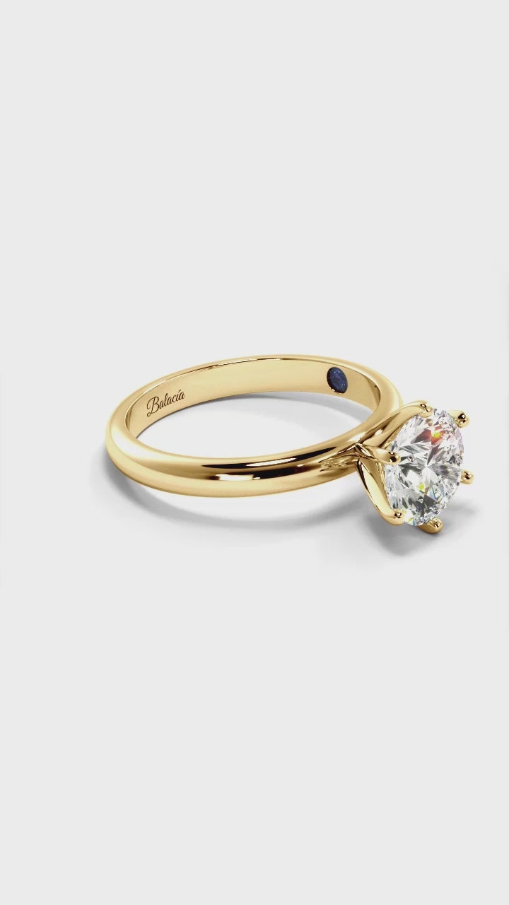  Gold Classic Round Solitaire Diamond Engagement Ring