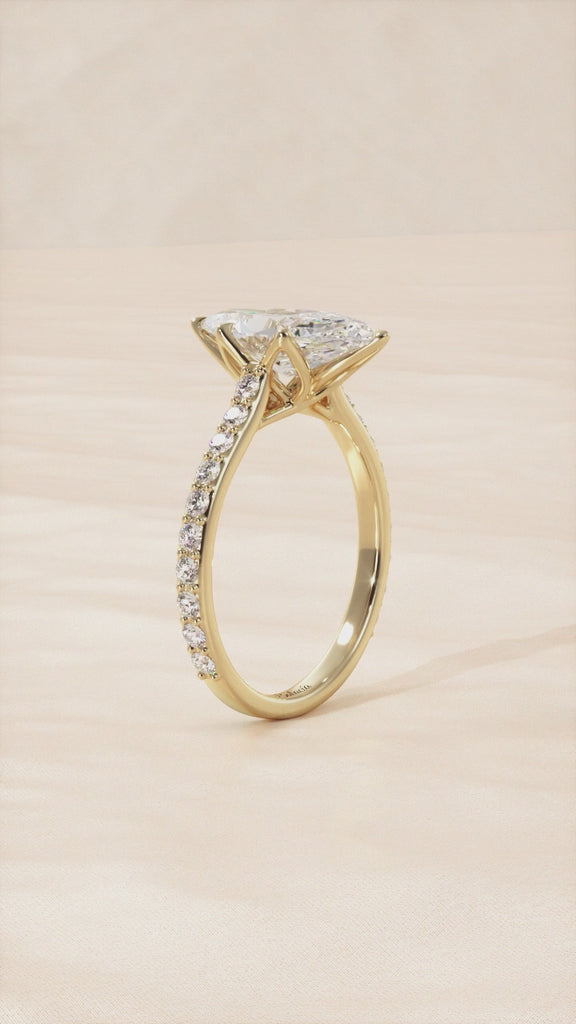 Marquise Diamond Pedal Prongs Gold Engagement Ring 
