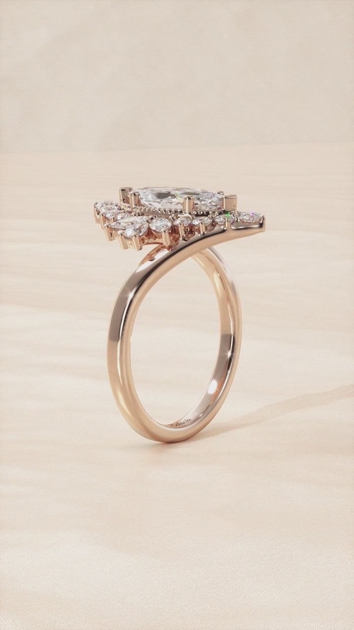 Marquise Diamond Art Deco Ring Video