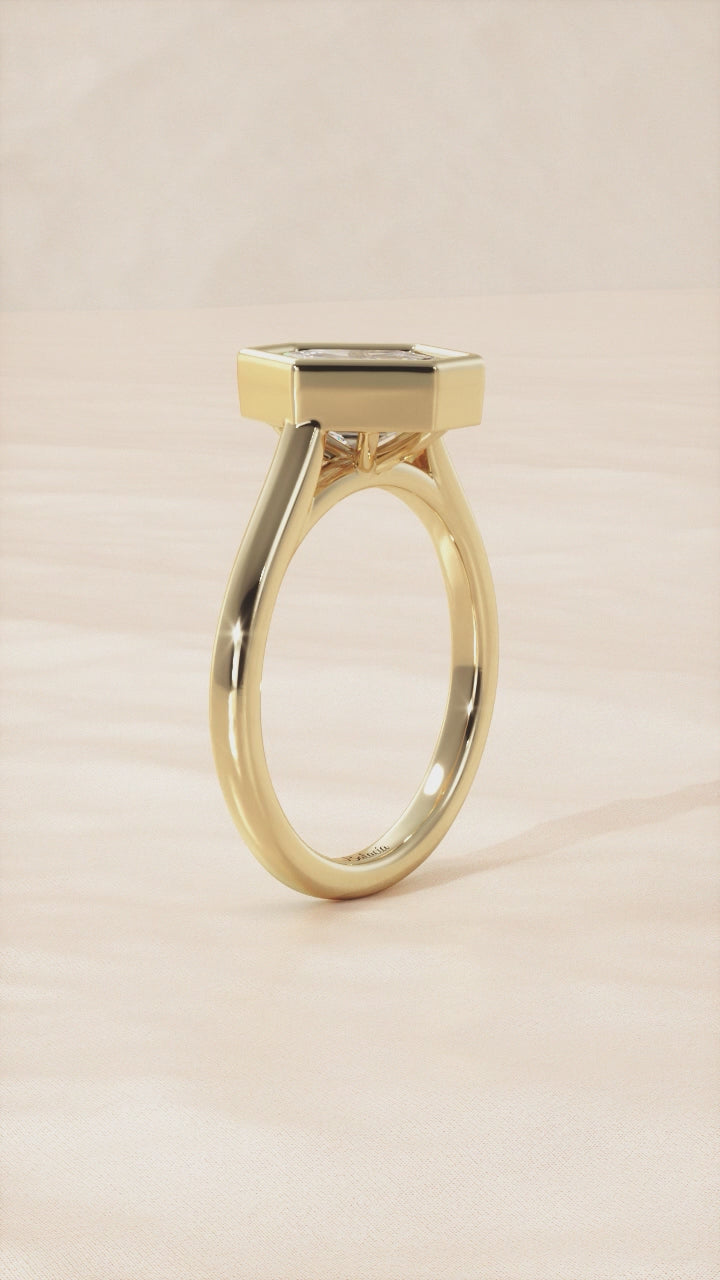 Yellow Gold Elongated Hexagon Bezel Ring