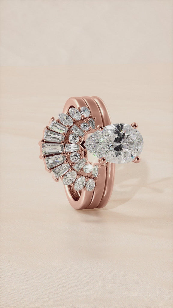 Rose Gold Unique Cluster Diamond Engagement Ring