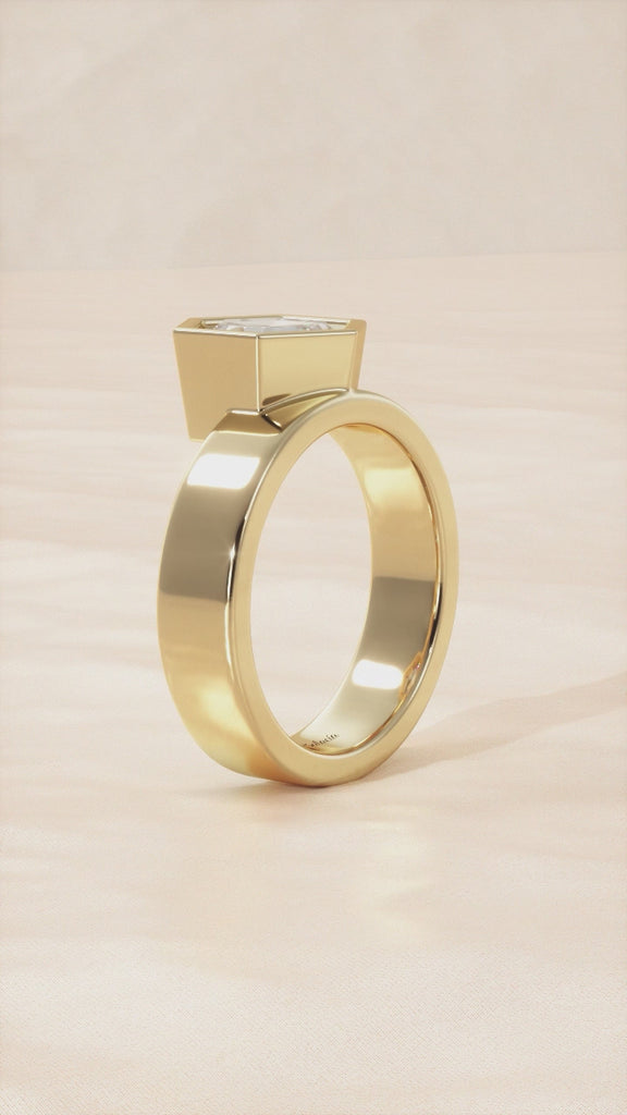 hexagon diamond unique gold engagement ring