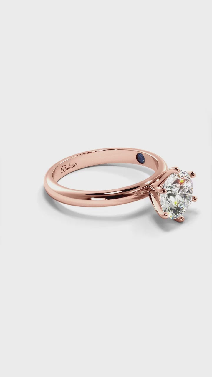 Rose Gold Classic Round Solitaire Diamond Engagement Ring
