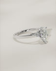 Pear Round Accent Diamonds Hidden Halo Engagement Ring