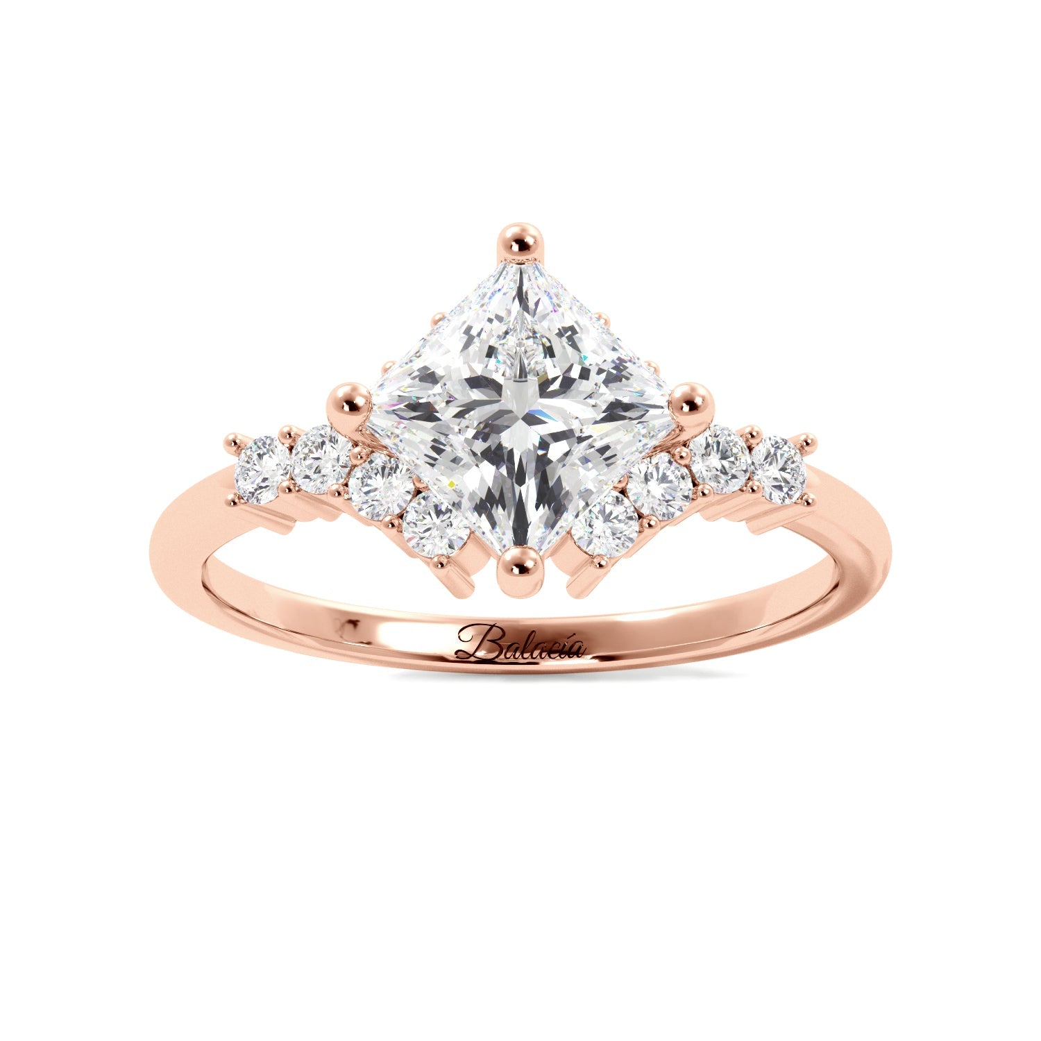 Princess Cut Cluster Sides Engagement Ring - Balacia