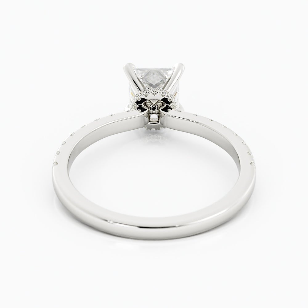 Princess Cut Diamond Pave Set Hidden Halo Engagement Ring - Balacia