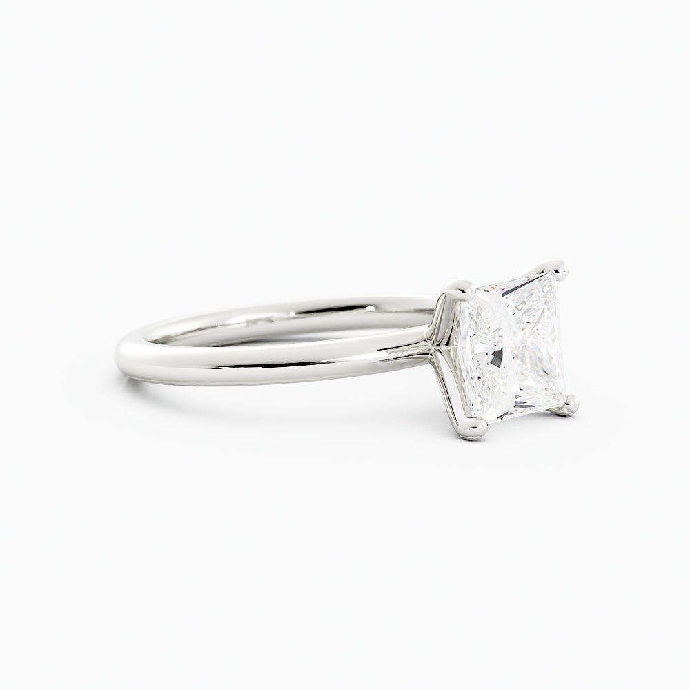 Princess Cut Diamond Ring Sleek Four - Prong Solitaire Setting - Balacia