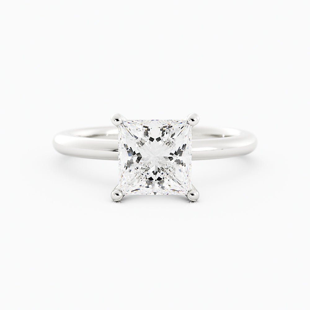 Princess Cut Diamond Ring Sleek Four - Prong Solitaire Setting - Balacia