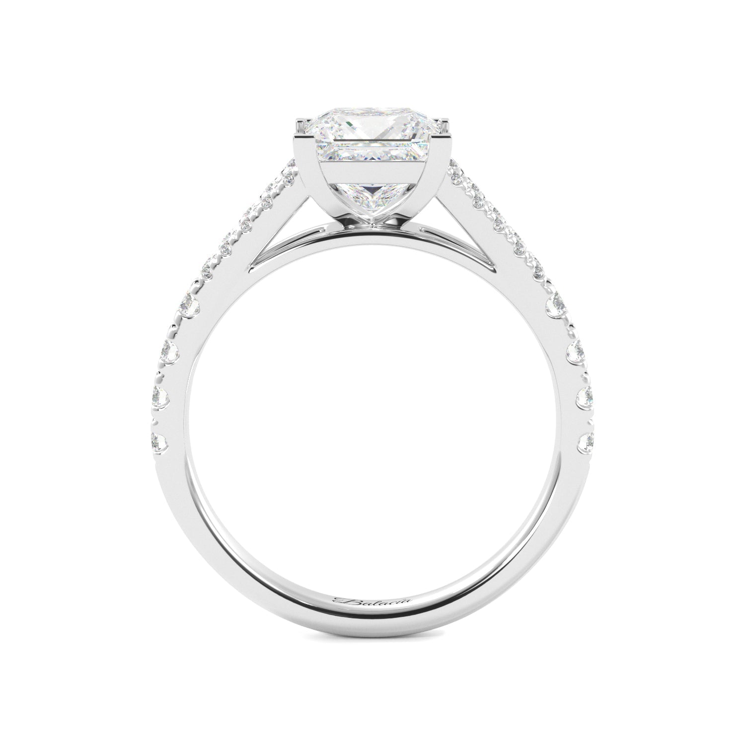 Princess Cut Engagement Ring Diamond Accented Band - Balacia