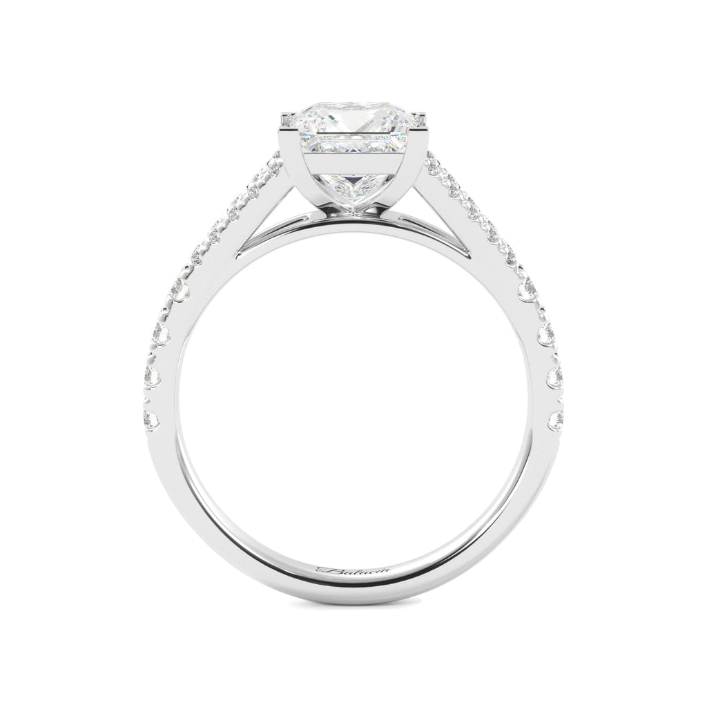 Princess Cut Engagement Ring Diamond Accented Band - Balacia