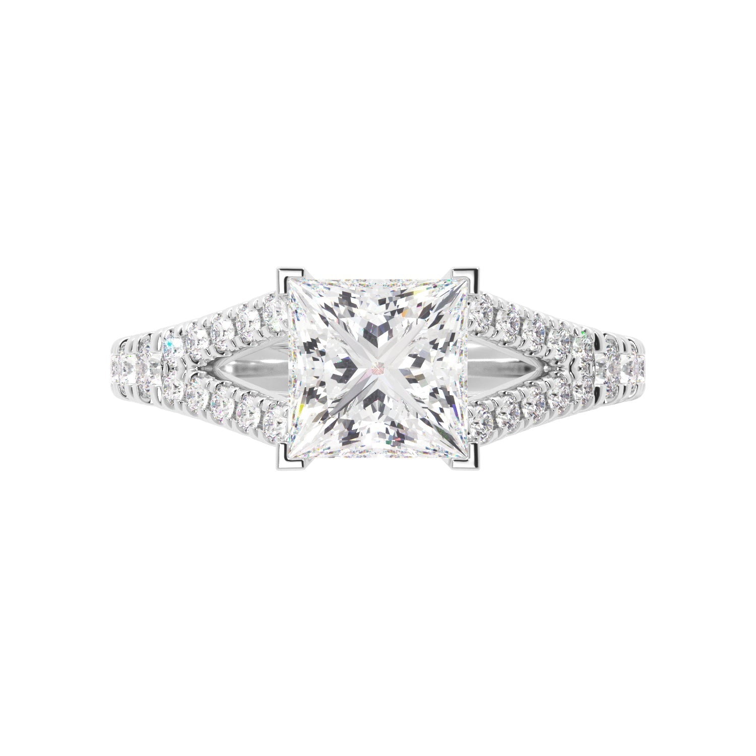 Princess Cut Engagement Ring Diamond Accented Band - Balacia