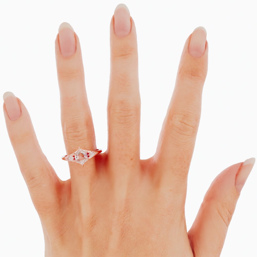 Princess - Cut Salt and Pepper Kite - Shaped Engagement Ring - Balacia