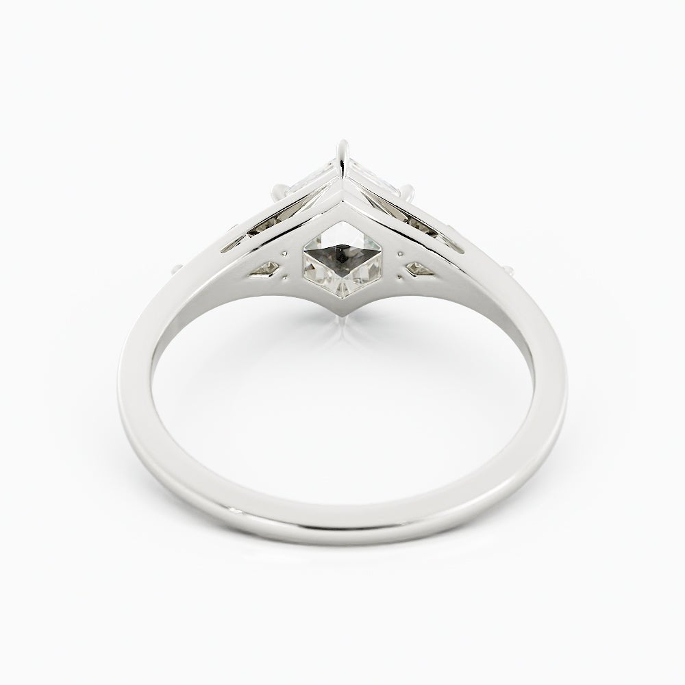 Princess - Cut Salt and Pepper Kite - Shaped Engagement Ring - Balacia