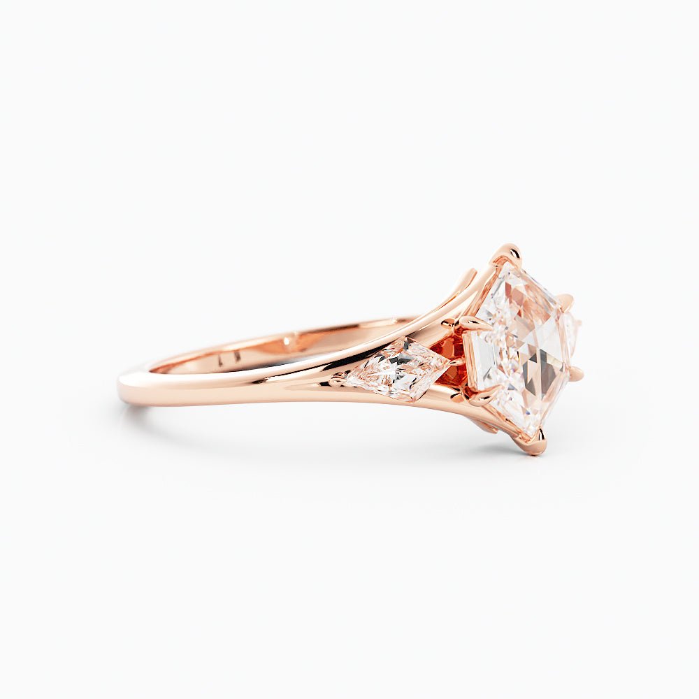 Princess - Cut Salt and Pepper Kite - Shaped Engagement Ring - Balacia