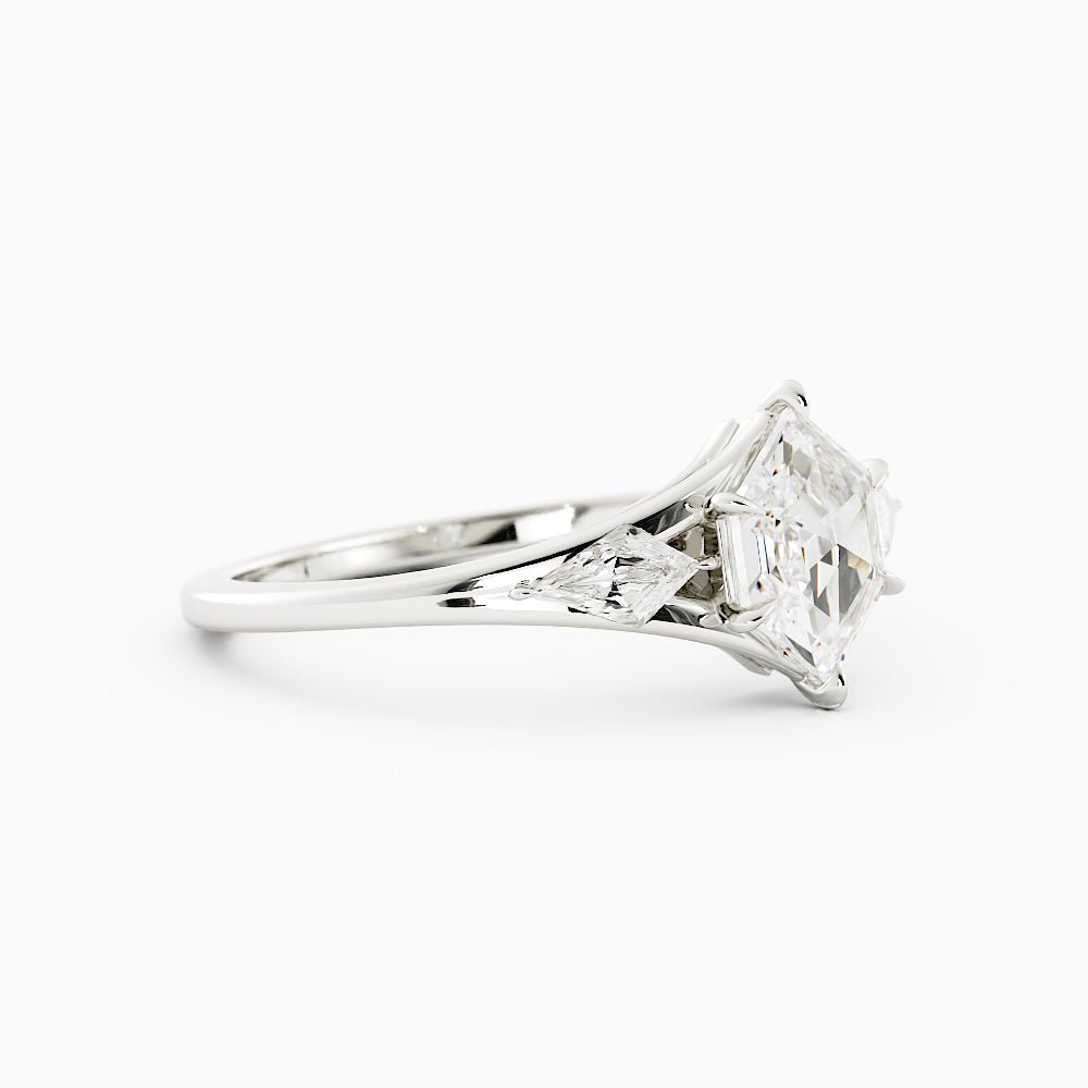 Princess - Cut Salt and Pepper Kite - Shaped Engagement Ring - Balacia