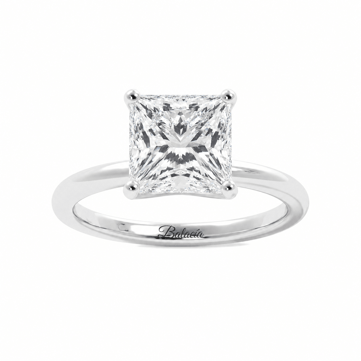 Princess Cut Solitaire with Hidden Halo Diamond Engagement Ring
